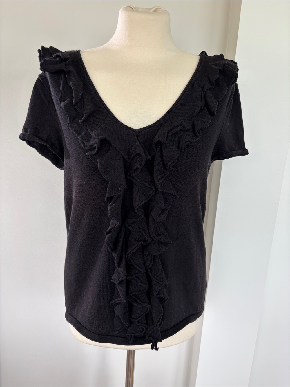 Vintage Lauren Ralph Lauren black ruffled sweater